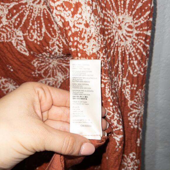 Free People Coral Orange Pinwheel Cut Out Back Mini Dress Size Small‎ - Picture 7 of 12